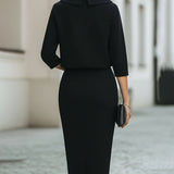 Women's Two-Piece Boat Neck Top and Pencil Skirt Set
