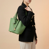 Structured Drawstring Tote Shoulder Bag
