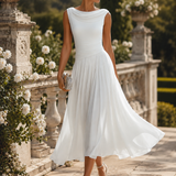 Women's Sleeveless Pleated Flared Midi Dress