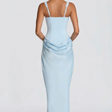 Square Neck Draped Maxi Dress