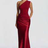 One-Shoulder Draped Maxi Dress