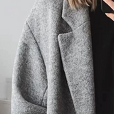 Women's Longline Wool Coat with Lapel Collar