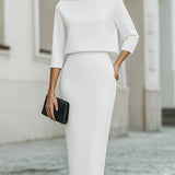 Women's Two-Piece Boat Neck Top and Pencil Skirt Set