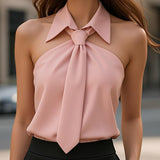 Women's Halter Tie Neck Sleeveless Blouse