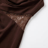 Women's Halter Lace Trim Maxi Dress