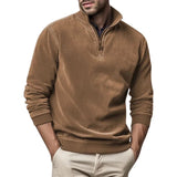 Men's Fleece Half-Zip Sweater with Ribbed Cuffs