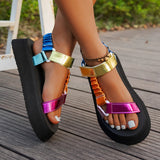 Iridescent Chunky Platform Sandals with Adjustable Straps