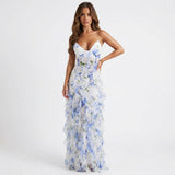 Women's Floral Appliqué Mermaid Maxi Dress