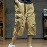 Men's 3/4 Length Cargo Pants, Relaxed Drawstring Fit