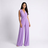 Women's Sleeveless V-Neck Wide Leg Jumpsuit