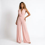 Women's Sleeveless V-Neck Wide Leg Jumpsuit
