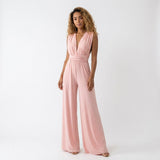 Women's Sleeveless V-Neck Wide Leg Jumpsuit