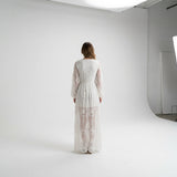 Women's Lace Trim Sheer Maxi Dress