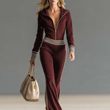 Women's Zip Front Long Sleeve Jumpsuit