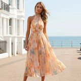 Women's Floral Halter Midi Dress