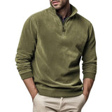 Men's Fleece Half-Zip Sweater with Ribbed Cuffs