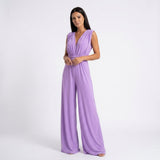 Women's Sleeveless V-Neck Wide Leg Jumpsuit