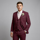 Men's Formal Three-Piece Slim Fit Wool Blend Suit