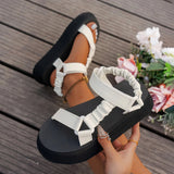 Iridescent Chunky Platform Sandals with Adjustable Straps