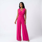 Women's Sleeveless V-Neck Wide Leg Jumpsuit