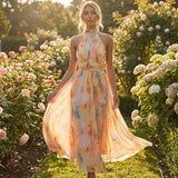 Women's Floral Halter Midi Dress