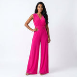 Women's Sleeveless V-Neck Wide Leg Jumpsuit