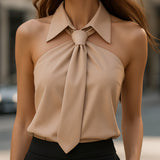 Women's Halter Tie Neck Sleeveless Blouse