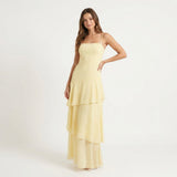 Women's Strapless Tiered Maxi Dress