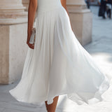 Women's Sleeveless Pleated Flared Midi Dress