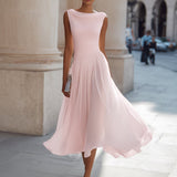 Women's Sleeveless Pleated Flared Midi Dress