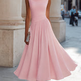 Women's Sleeveless Pleated Flared Midi Dress