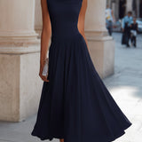 Women's Sleeveless Pleated Flared Midi Dress