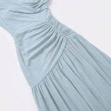 Women's One Shoulder Pleated Maxi Dress