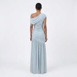 Women's One Shoulder Pleated Maxi Dress