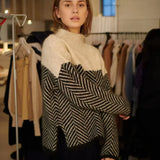 Women's Chevron Pattern Turtleneck Knit Sweater