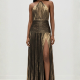 Halter Metallic Maxi Dress
