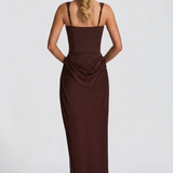 Square Neck Draped Maxi Dress