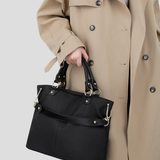 Structured Leather Tote Bag With Crossbody Strap