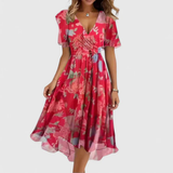 Women's A-Line Floral Wrap Midi Dress