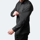 Men's Point Collar Long Sleeve Button-Up Shirt