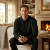 Men's Cashmere Blend Knitted Polo Sweater