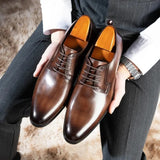 Men's Classic Derby Leather Lace-Up Shoes