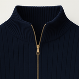 Men's Ribbed Half-Zip Knitted Sweater, Classic Fit