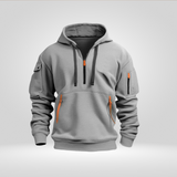 Half-Zip Cotton Blend Hoodie with Practical Pockets