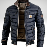 Men's Navy Stand-Collar Jacket with Chest Pockets