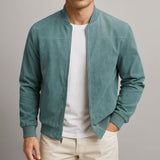 Men's Suede Leather Jacket with Clean Lines