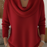 Women's Ribbed Cowl Neck Long-Sleeve Knit Sweater