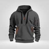 Half-Zip Cotton Blend Hoodie with Practical Pockets