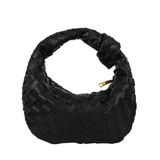 Woven Leather Look Slouchy Crescent Hobo Bag
