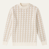 Men's Crew Neck Sweater with Geometric Pattern